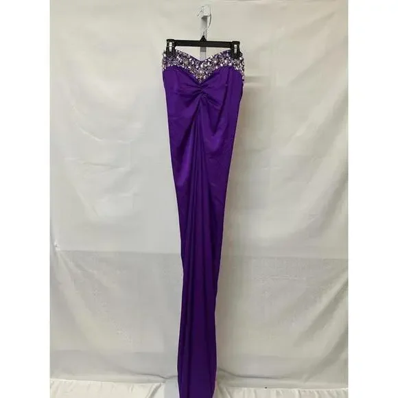 PATBO Hand-beaded Strapless Gown in Purple